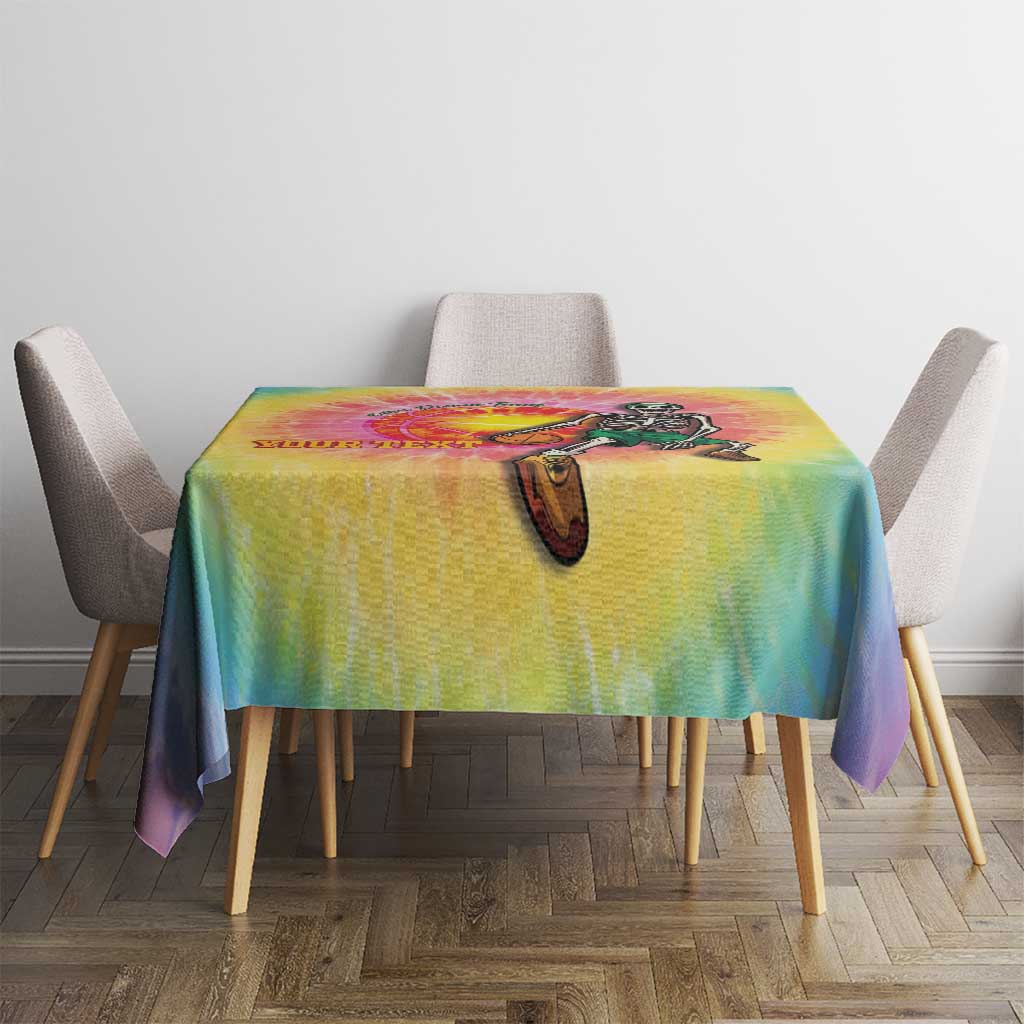 Lithuania Basketball Custom Tablecloth 100th Anniversary Skeleton Colorful Tie Dye - Wonder Print Shop