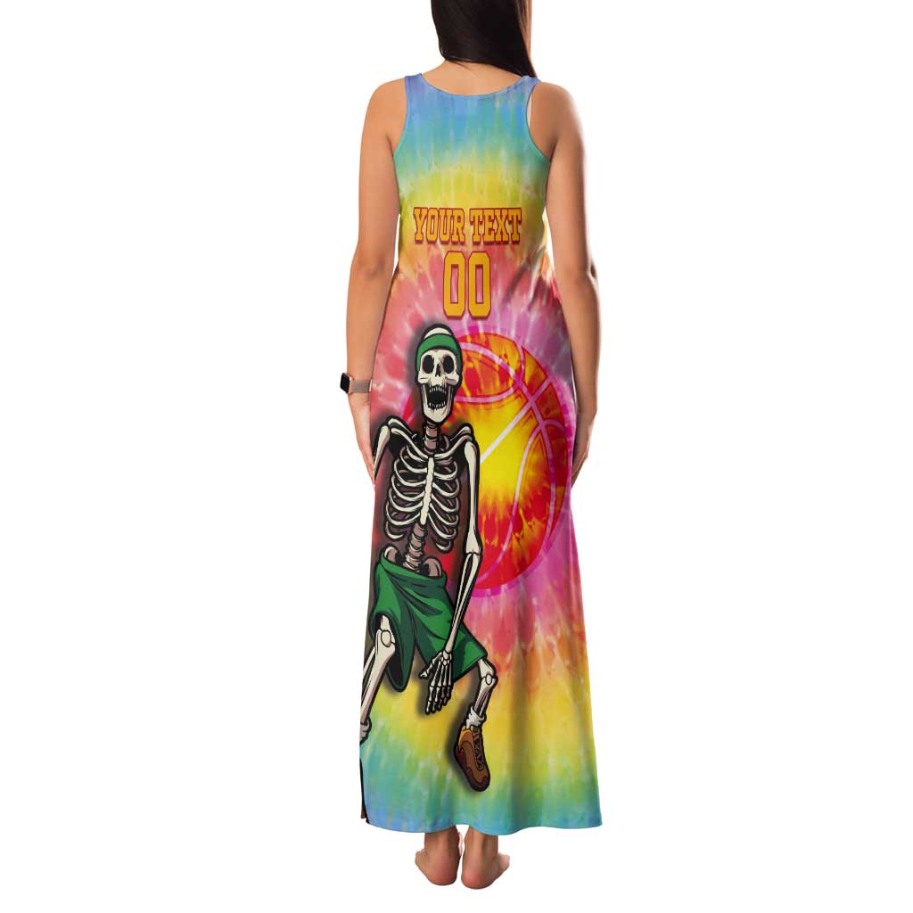 Lithuania Basketball Custom Tank Maxi Dress 100th Anniversary Skeleton Colorful Tie Dye - Wonder Print Shop