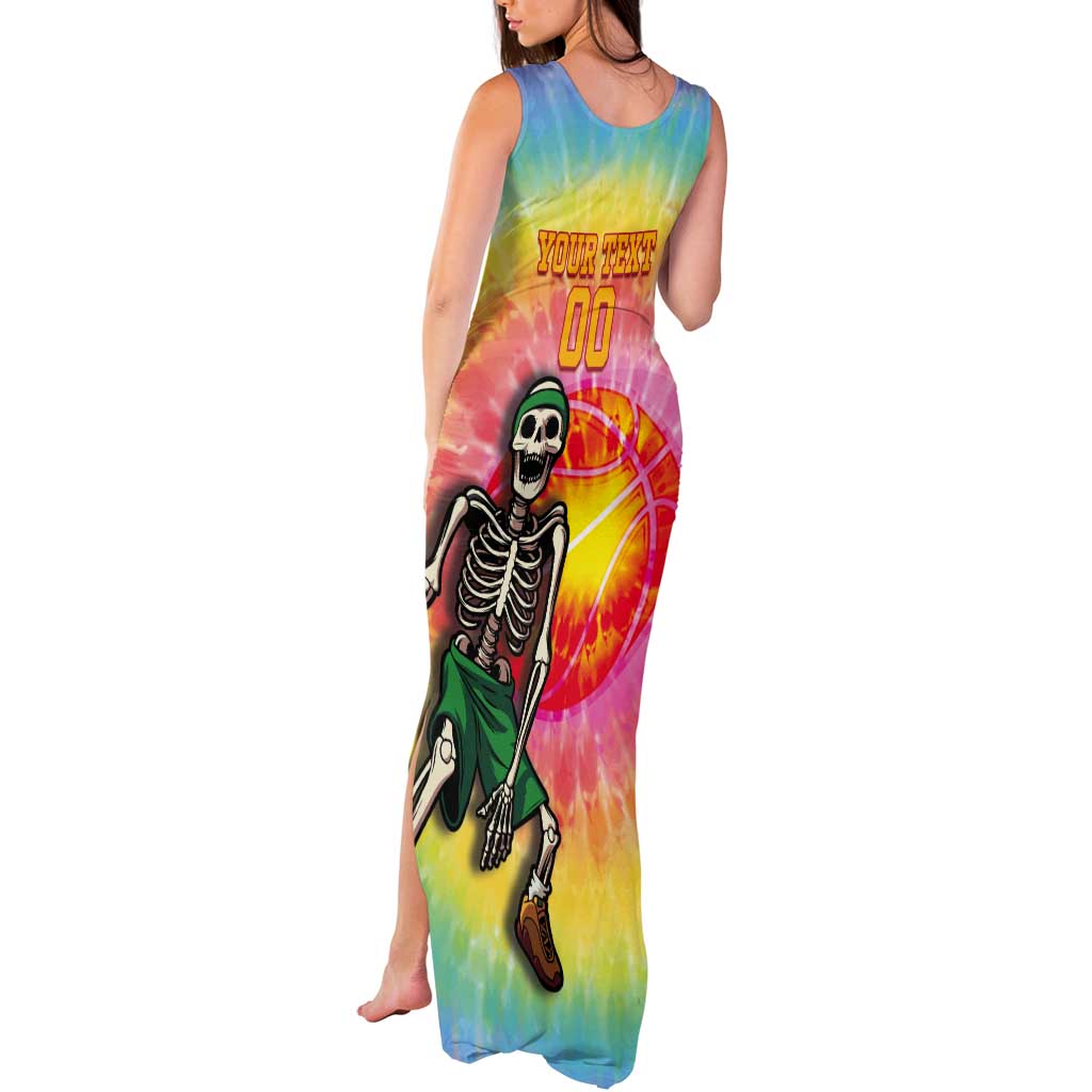 Lithuania Basketball Custom Tank Maxi Dress 100th Anniversary Skeleton Colorful Tie Dye - Wonder Print Shop