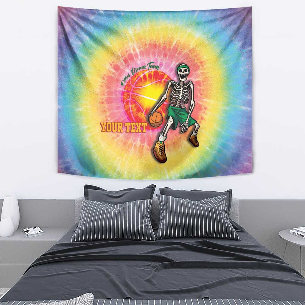 Lithuania Basketball Custom Tapestry 100th Anniversary Skeleton Colorful Tie Dye - Wonder Print Shop