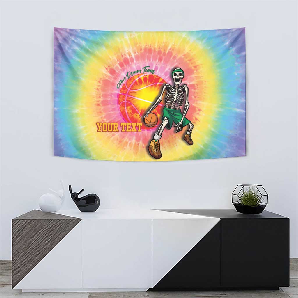 Lithuania Basketball Custom Tapestry 100th Anniversary Skeleton Colorful Tie Dye - Wonder Print Shop