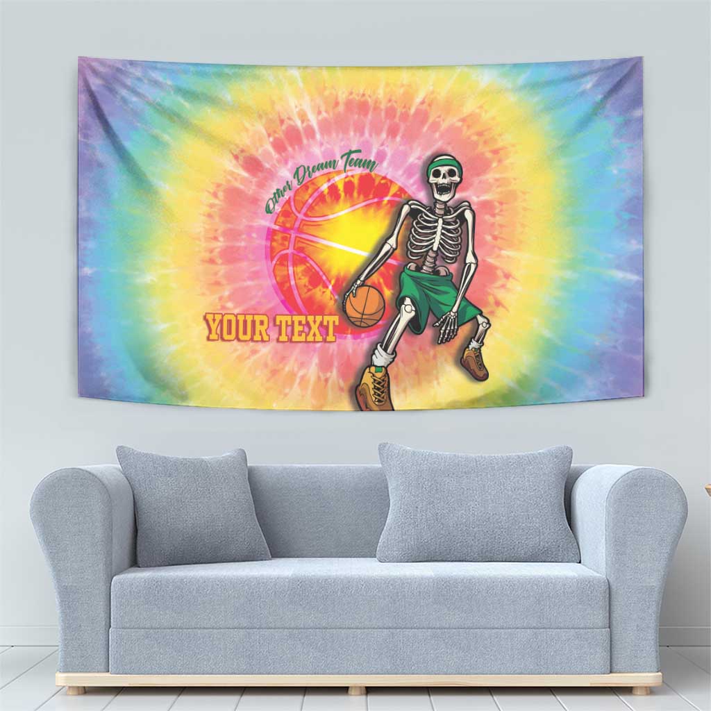 Lithuania Basketball Custom Tapestry 100th Anniversary Skeleton Colorful Tie Dye - Wonder Print Shop