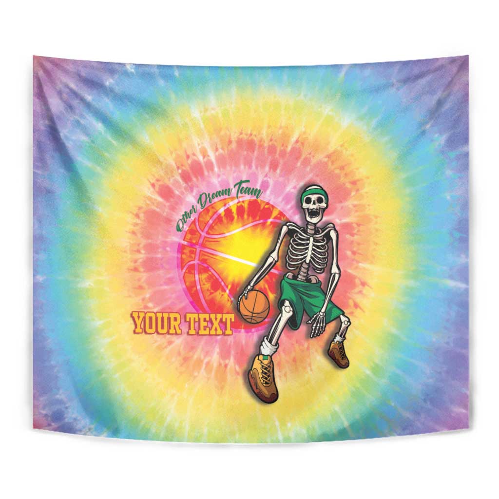 Lithuania Basketball Custom Tapestry 100th Anniversary Skeleton Colorful Tie Dye - Wonder Print Shop