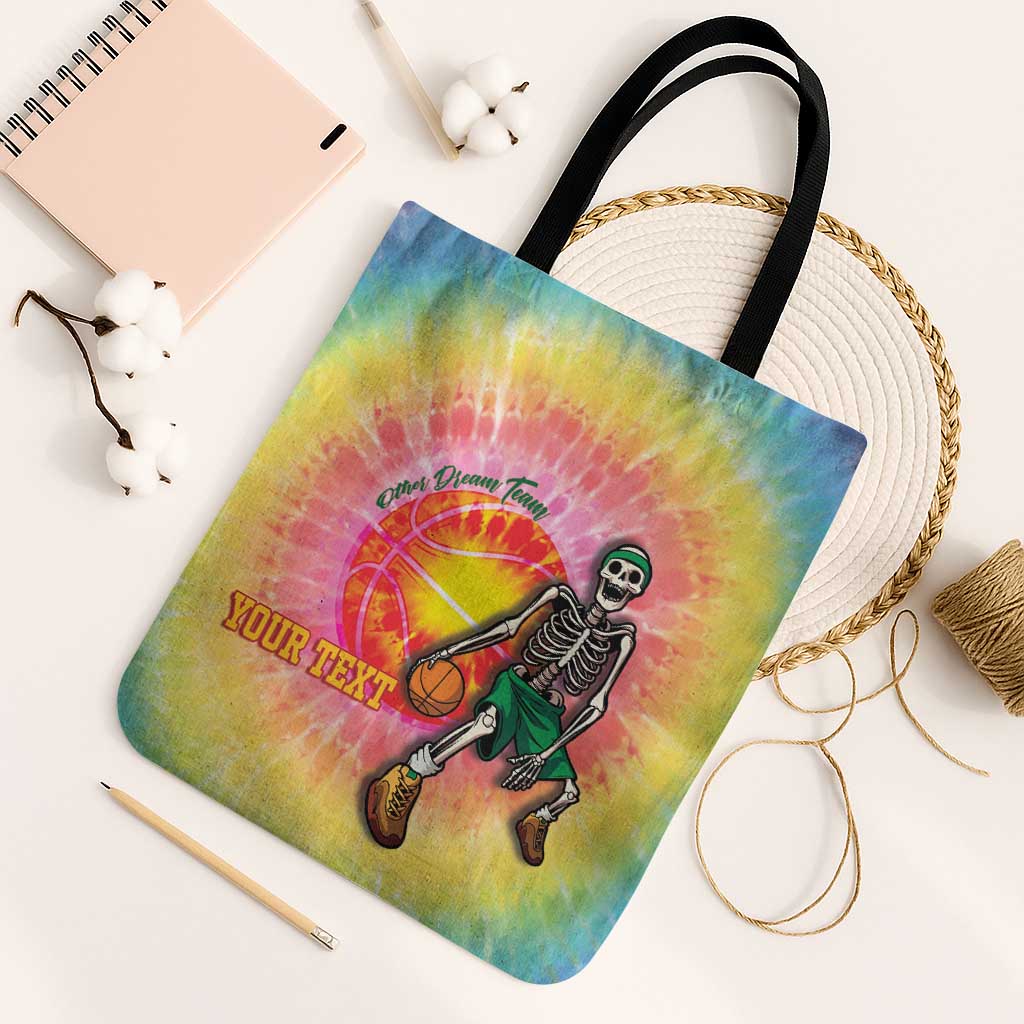 Lithuania Basketball Custom Tote Bag 100th Anniversary Skeleton Colorful Tie Dye - Wonder Print Shop