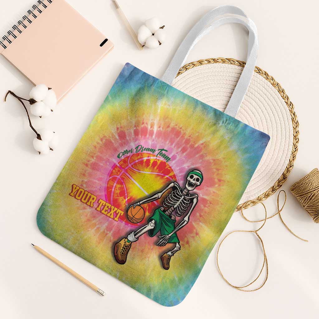 Lithuania Basketball Custom Tote Bag 100th Anniversary Skeleton Colorful Tie Dye - Wonder Print Shop