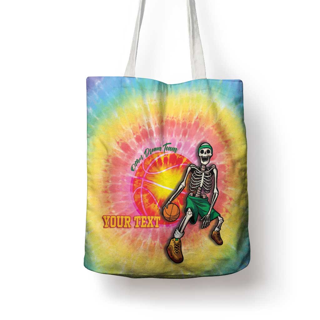 Lithuania Basketball Custom Tote Bag 100th Anniversary Skeleton Colorful Tie Dye - Wonder Print Shop