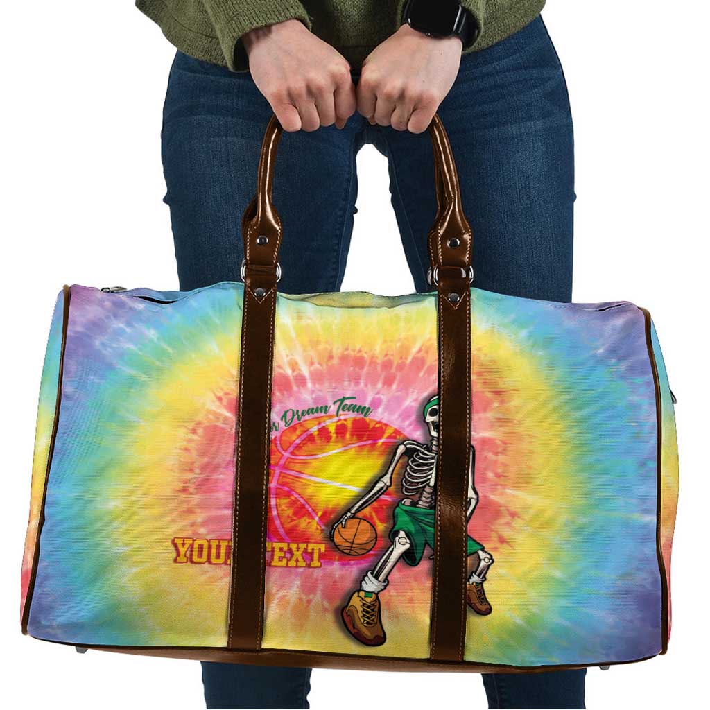 Lithuania Basketball Custom Travel Bag 100th Anniversary Skeleton Colorful Tie Dye - Wonder Print Shop