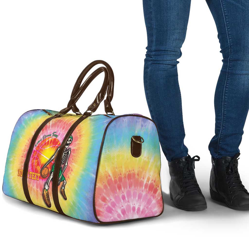 Lithuania Basketball Custom Travel Bag 100th Anniversary Skeleton Colorful Tie Dye - Wonder Print Shop
