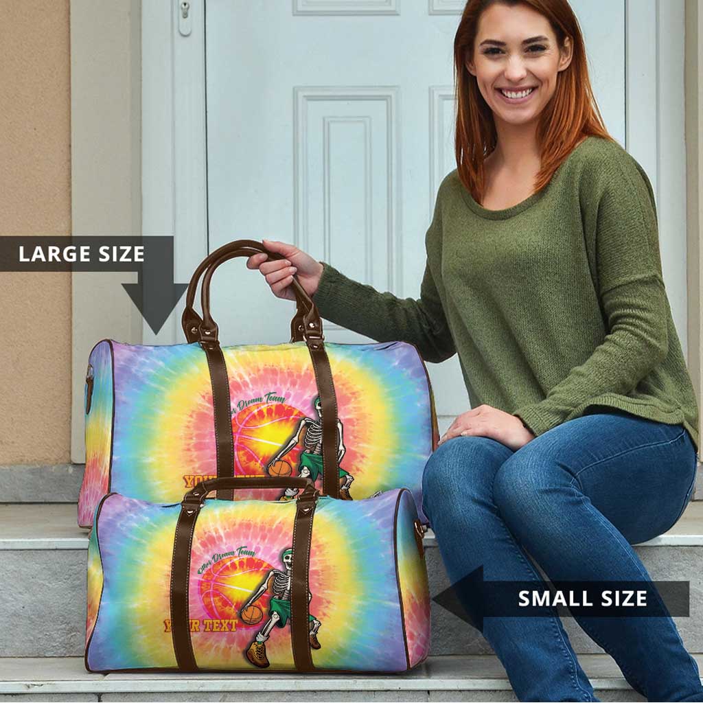 Lithuania Basketball Custom Travel Bag 100th Anniversary Skeleton Colorful Tie Dye - Wonder Print Shop