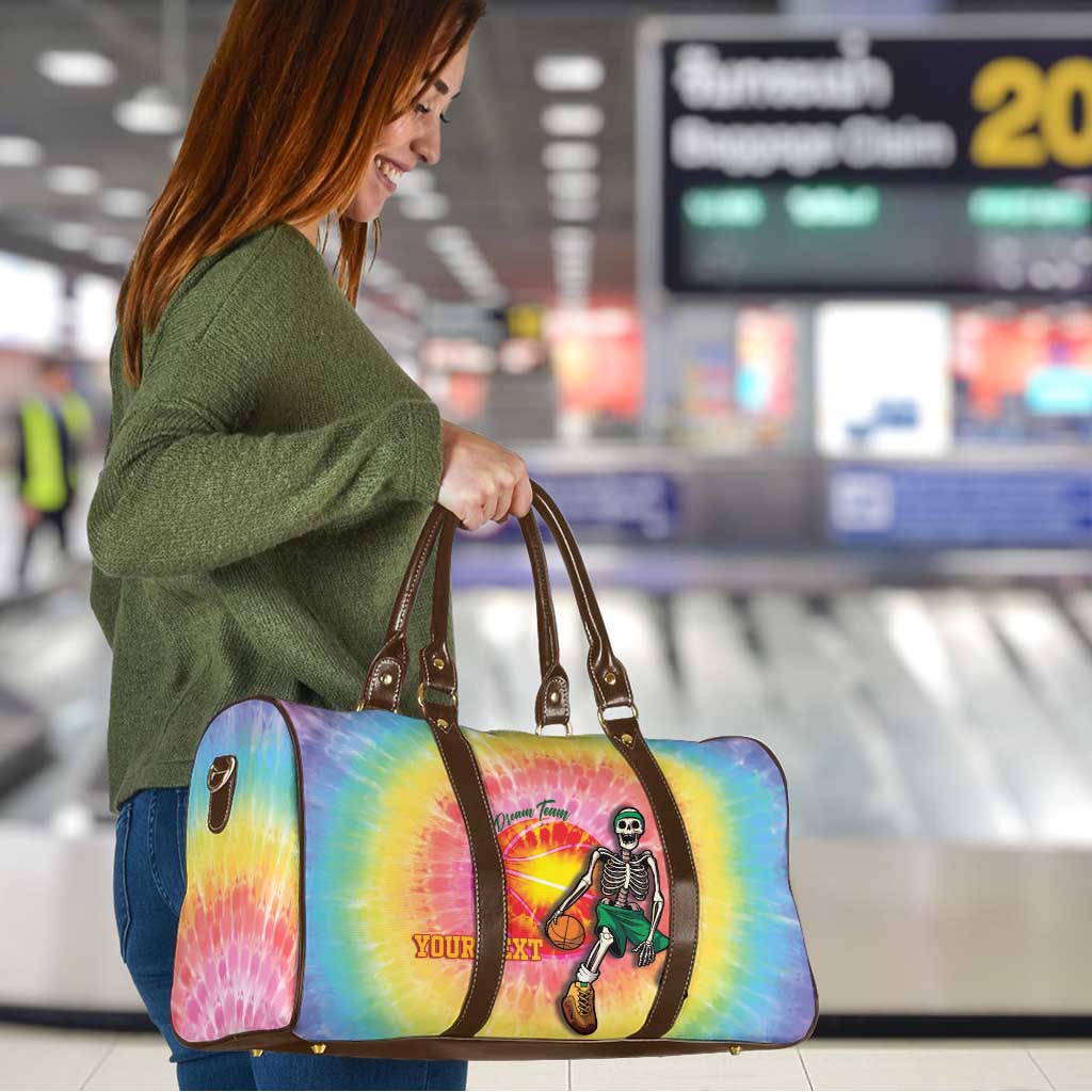 Lithuania Basketball Custom Travel Bag 100th Anniversary Skeleton Colorful Tie Dye - Wonder Print Shop