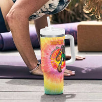 Lithuania Basketball Custom Tumbler With Handle 100th Anniversary Skeleton Colorful Tie Dye - Wonder Print Shop