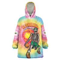 Lithuania Basketball Custom Wearable Blanket Hoodie 100th Anniversary Skeleton Colorful Tie Dye - Wonder Print Shop