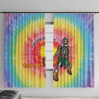 Lithuania Basketball Custom Window Curtain 100th Anniversary Skeleton Colorful Tie Dye - Wonder Print Shop