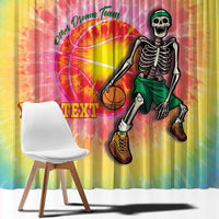 Lithuania Basketball Custom Window Curtain 100th Anniversary Skeleton Colorful Tie Dye - Wonder Print Shop