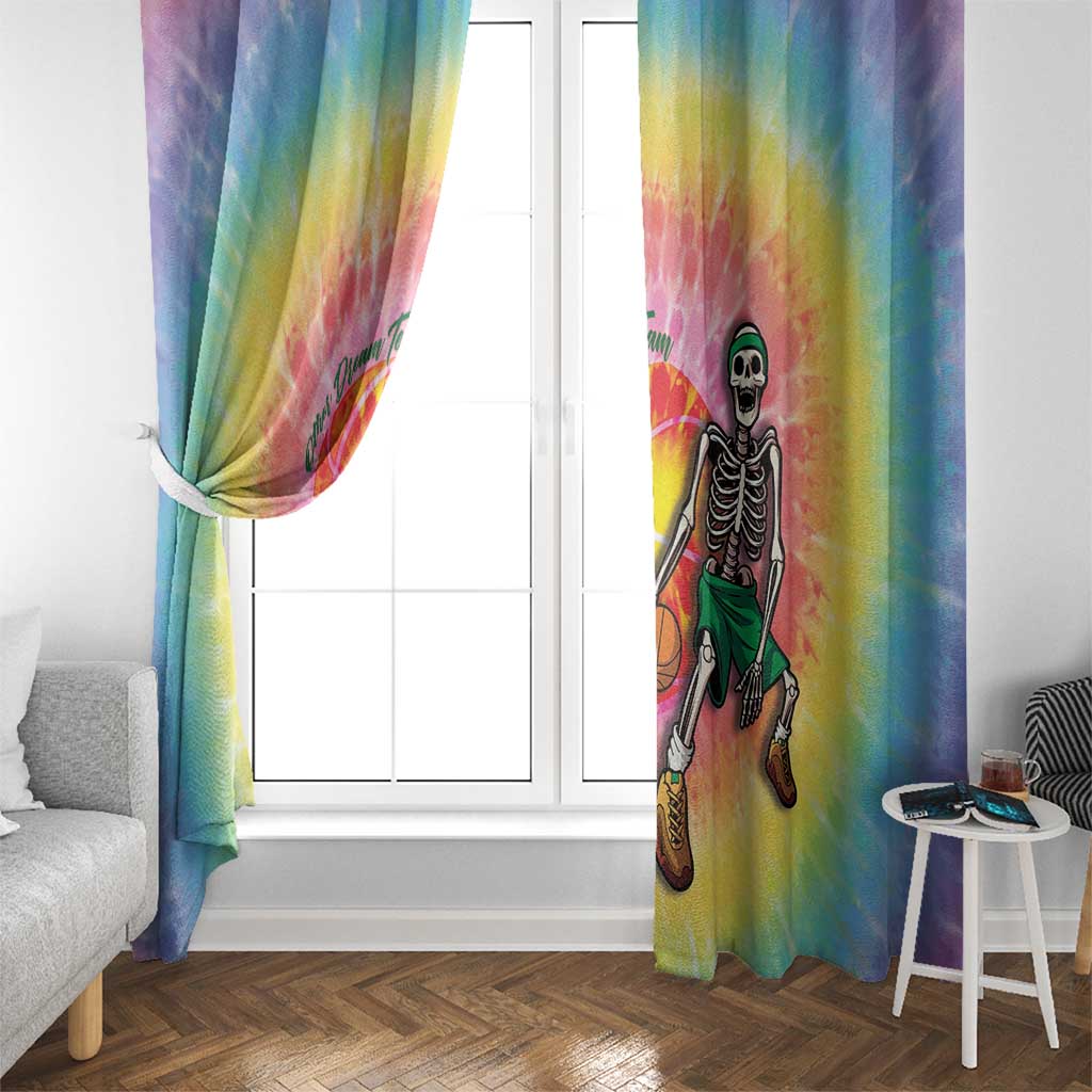 Lithuania Basketball Custom Window Curtain 100th Anniversary Skeleton Colorful Tie Dye - Wonder Print Shop