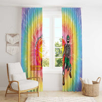Lithuania Basketball Custom Window Curtain 100th Anniversary Skeleton Colorful Tie Dye - Wonder Print Shop