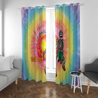 Lithuania Basketball Custom Window Curtain 100th Anniversary Skeleton Colorful Tie Dye - Wonder Print Shop