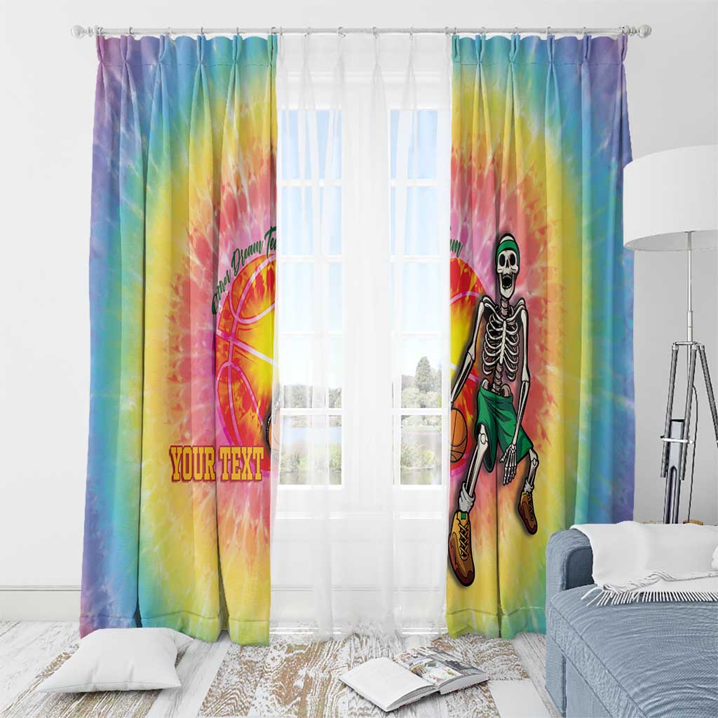 Lithuania Basketball Custom Window Curtain 100th Anniversary Skeleton Colorful Tie Dye - Wonder Print Shop