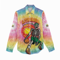 Lithuania Basketball Custom Women Casual Shirt 100th Anniversary Skeleton Colorful Tie Dye - Wonder Print Shop