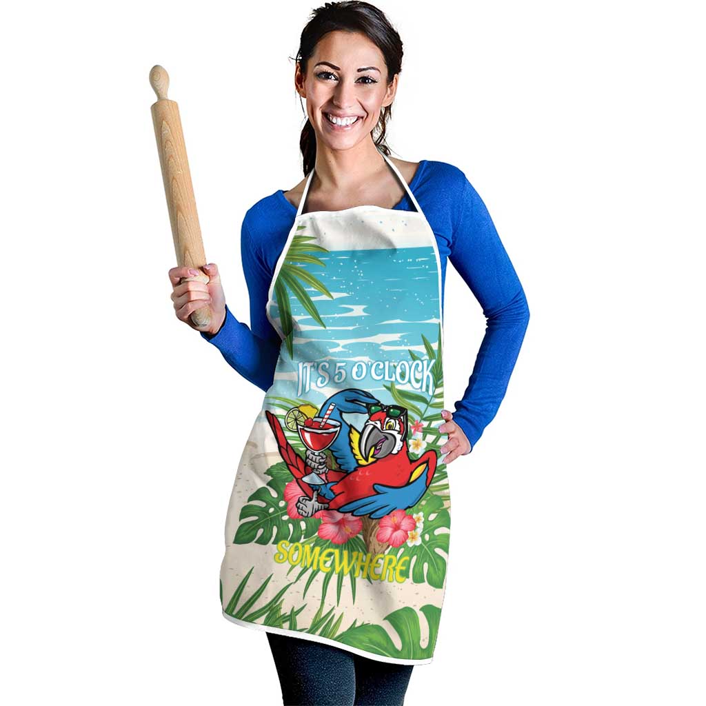 Guyana Christmas Apron Chilling Macaw It's 5 o'clock Somewhere - Wonder Print Shop