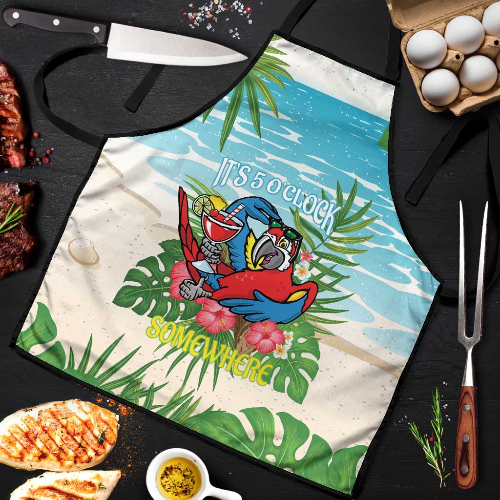 Guyana Christmas Apron Chilling Macaw It's 5 o'clock Somewhere - Wonder Print Shop
