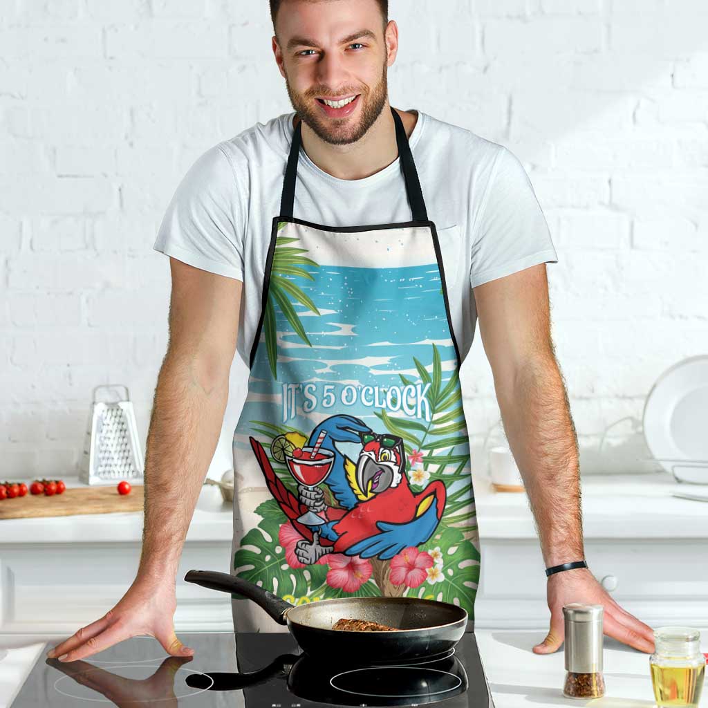 Guyana Christmas Apron Chilling Macaw It's 5 o'clock Somewhere - Wonder Print Shop