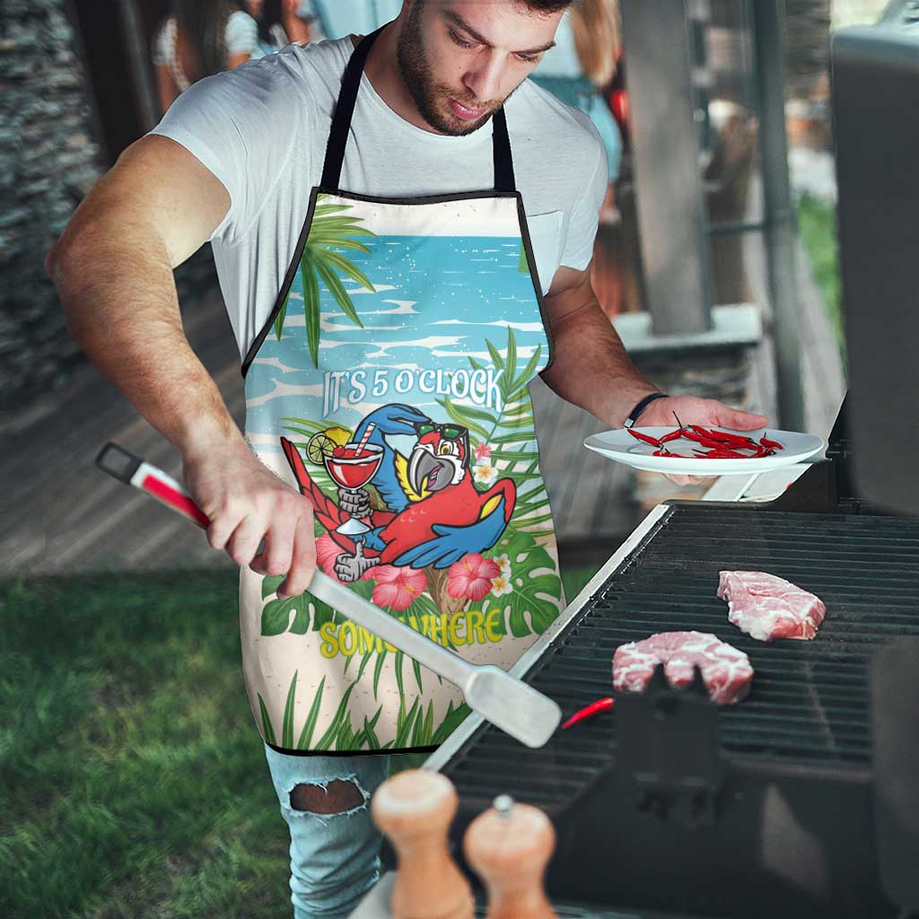 Guyana Christmas Apron Chilling Macaw It's 5 o'clock Somewhere - Wonder Print Shop