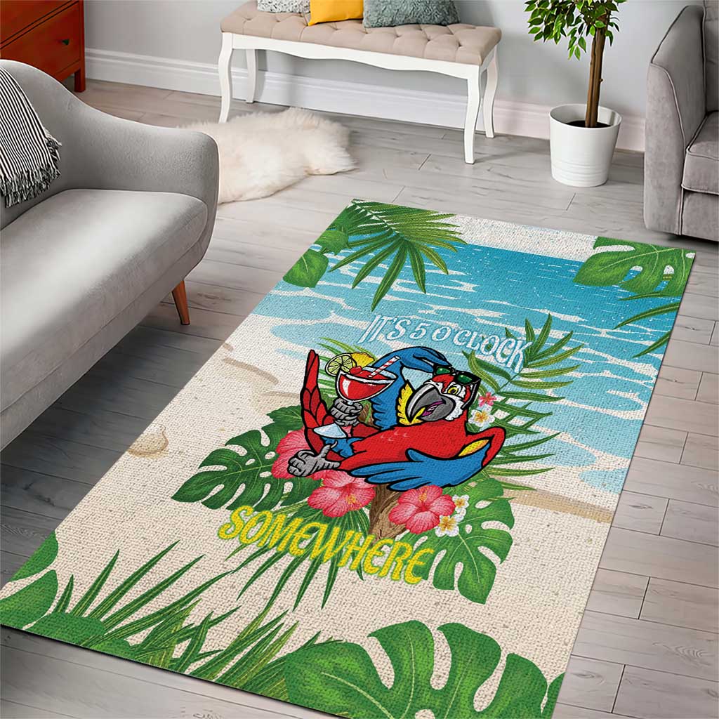 Guyana Christmas Area Rug Chilling Macaw It's 5 o'clock Somewhere - Wonder Print Shop