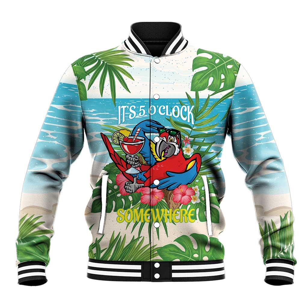 Guyana Christmas Baseball Jacket Chilling Macaw It's 5 o'clock Somewhere - Wonder Print Shop