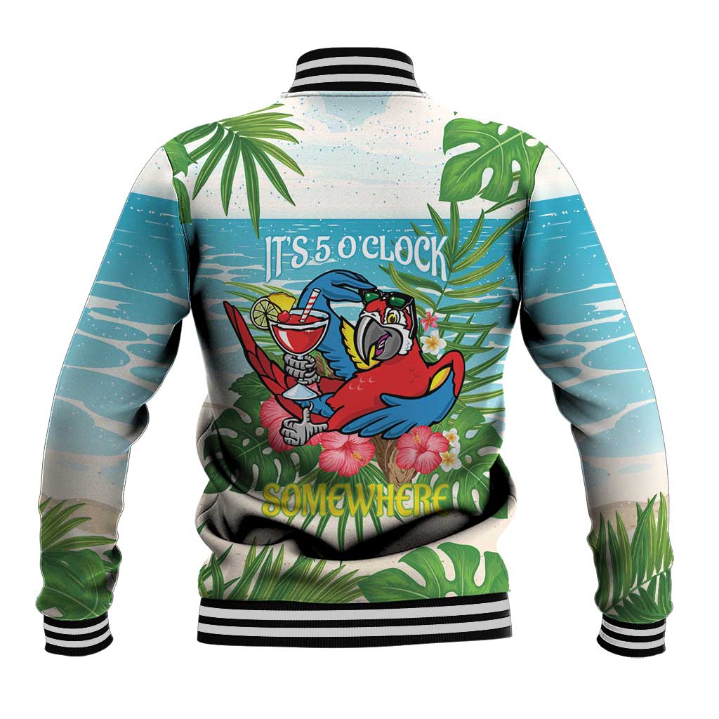 Guyana Christmas Baseball Jacket Chilling Macaw It's 5 o'clock Somewhere - Wonder Print Shop