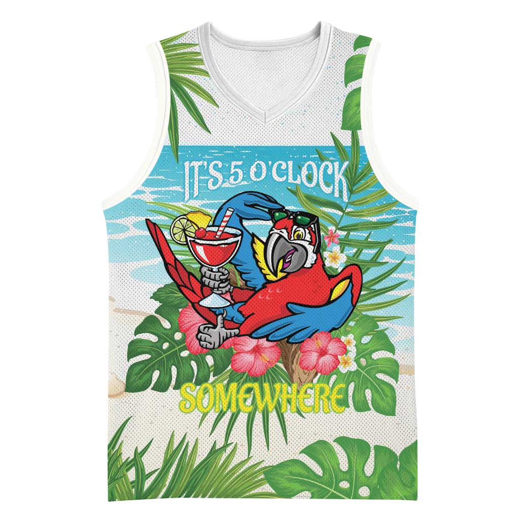 Guyana Christmas Basketball Jersey Chilling Macaw It's 5 o'clock Somewhere - Wonder Print Shop