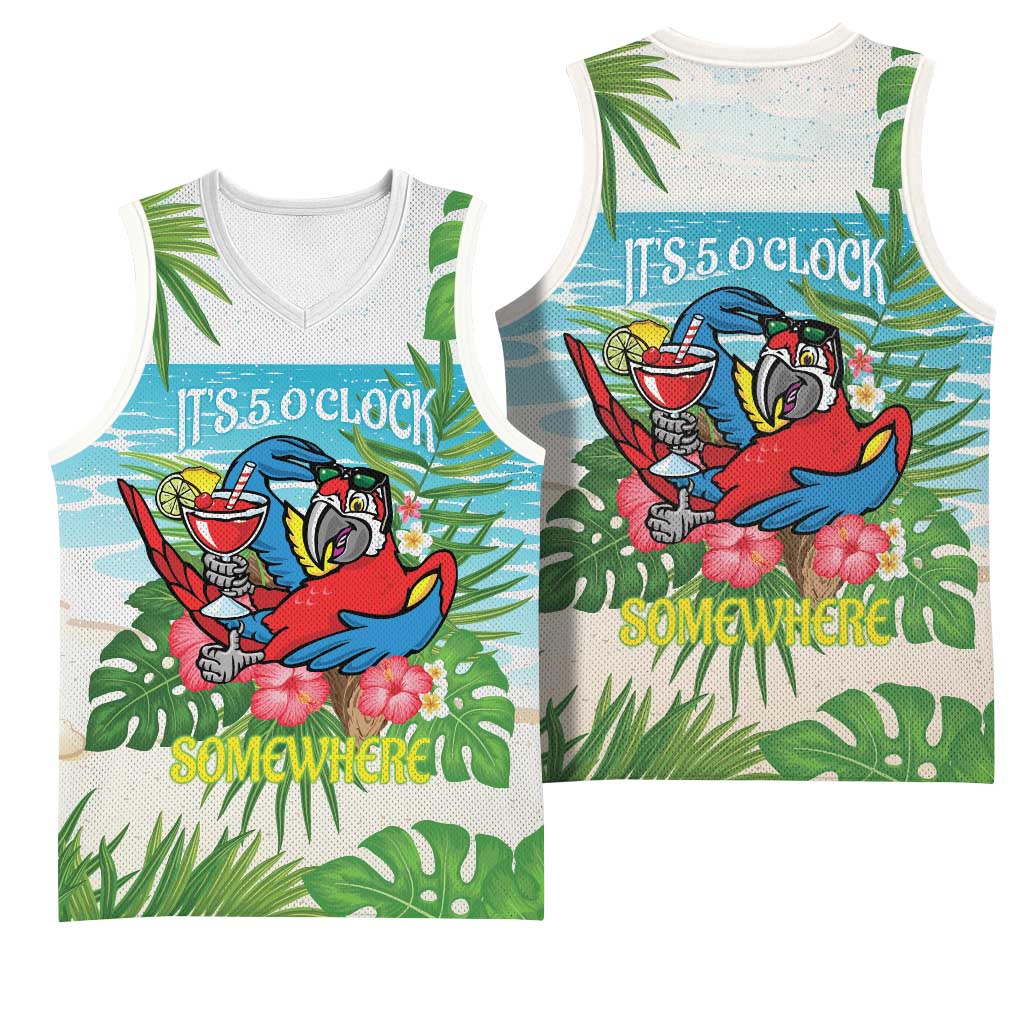 Guyana Christmas Basketball Jersey Chilling Macaw It's 5 o'clock Somewhere - Wonder Print Shop