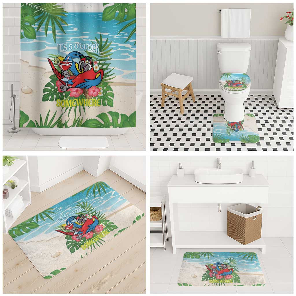 Guyana Christmas Bathroom Set Chilling Macaw It's 5 o'clock Somewhere - Wonder Print Shop