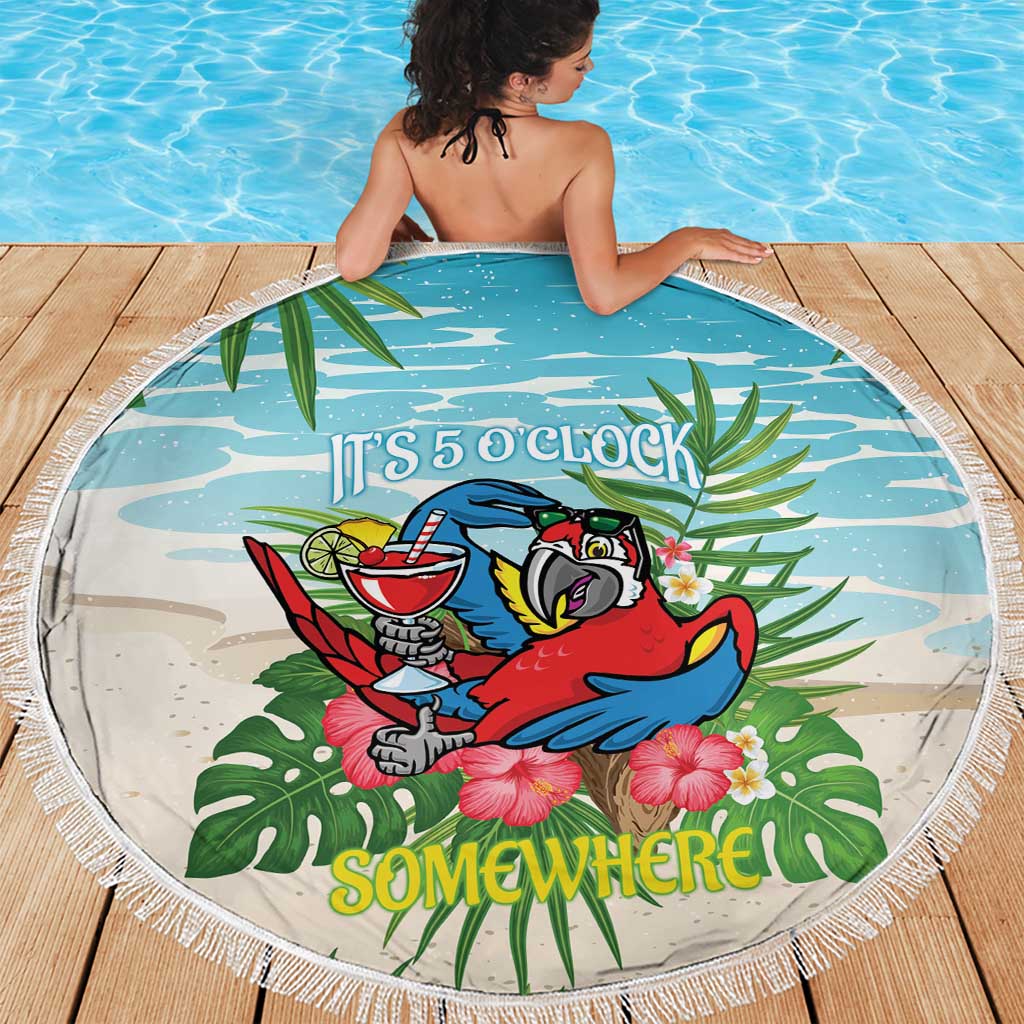 Guyana Christmas Beach Blanket Chilling Macaw It's 5 o'clock Somewhere - Wonder Print Shop