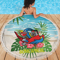 Guyana Christmas Beach Blanket Chilling Macaw It's 5 o'clock Somewhere - Wonder Print Shop
