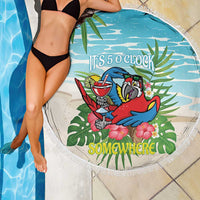 Guyana Christmas Beach Blanket Chilling Macaw It's 5 o'clock Somewhere - Wonder Print Shop