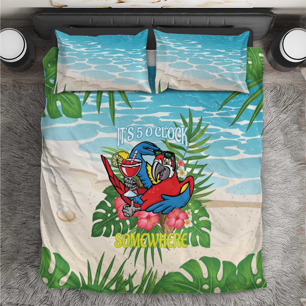 Guyana Christmas Bedding Set Chilling Macaw It's 5 o'clock Somewhere - Wonder Print Shop