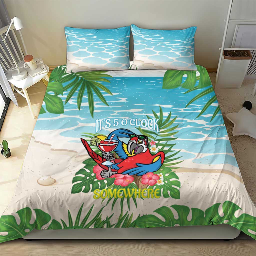 Guyana Christmas Bedding Set Chilling Macaw It's 5 o'clock Somewhere - Wonder Print Shop