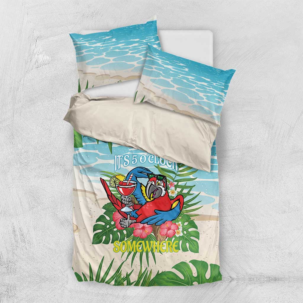 Guyana Christmas Bedding Set Chilling Macaw It's 5 o'clock Somewhere - Wonder Print Shop