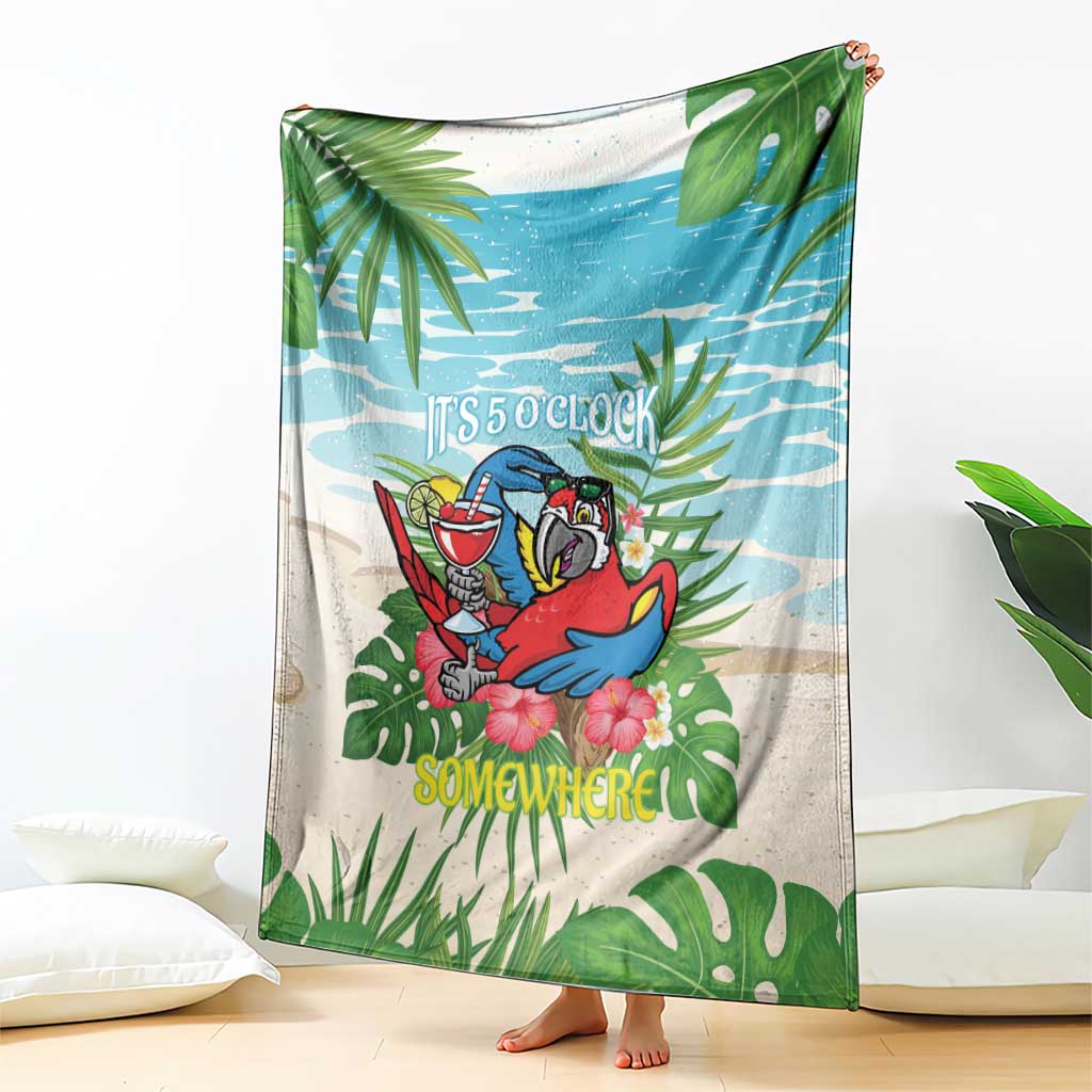 Guyana Christmas Blanket Chilling Macaw It's 5 o'clock Somewhere - Wonder Print Shop