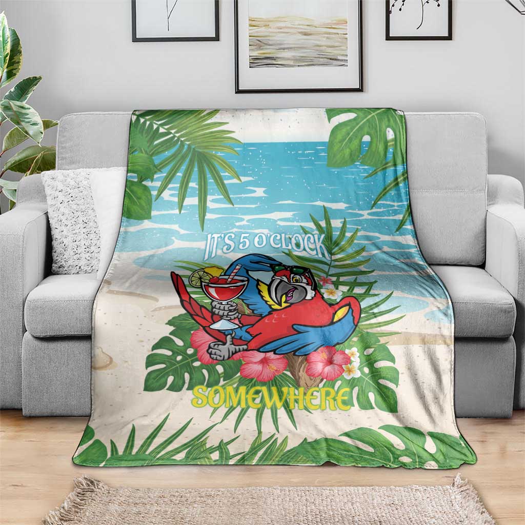 Guyana Christmas Blanket Chilling Macaw It's 5 o'clock Somewhere - Wonder Print Shop