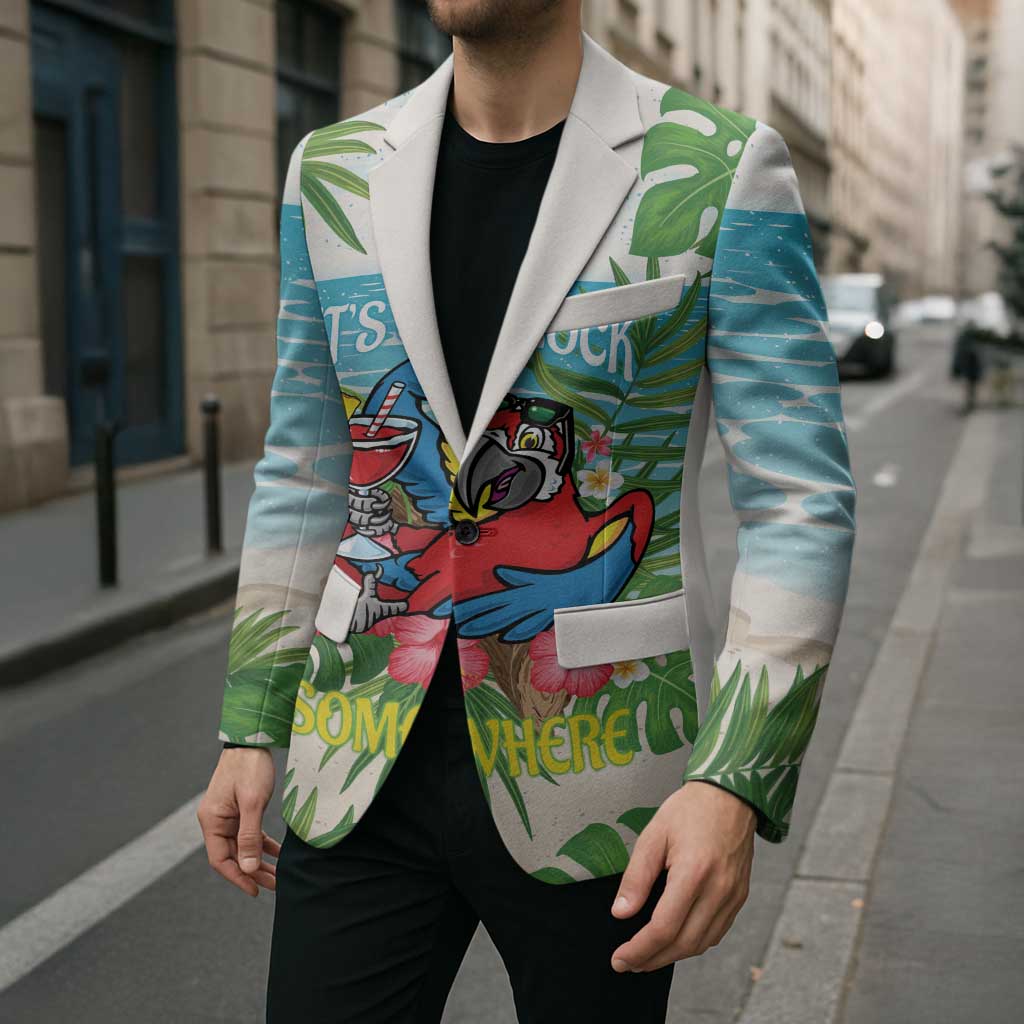 Guyana Christmas Blazer Chilling Macaw It's 5 o'clock Somewhere - Wonder Print Shop