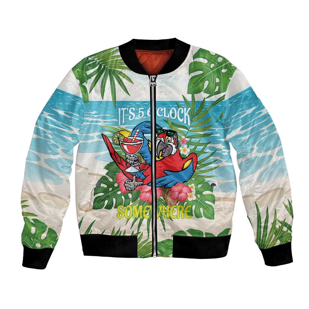 Guyana Christmas Bomber Jacket Chilling Macaw It's 5 o'clock Somewhere - Wonder Print Shop