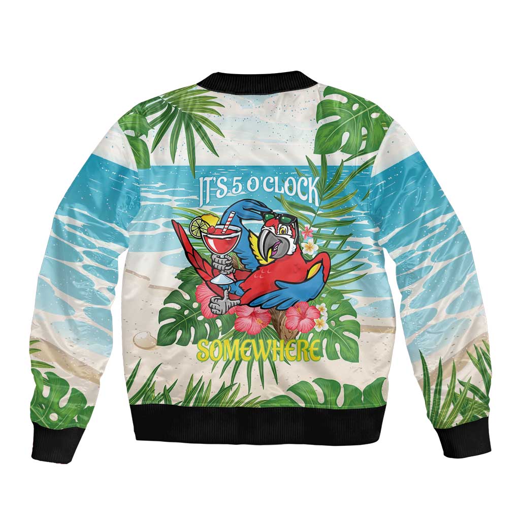 Guyana Christmas Bomber Jacket Chilling Macaw It's 5 o'clock Somewhere - Wonder Print Shop