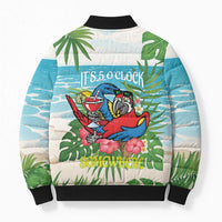 Guyana Christmas Bomber Puffer Jacket Chilling Macaw It's 5 o'clock Somewhere - Wonder Print Shop