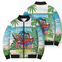 Guyana Christmas Bomber Puffer Jacket Chilling Macaw It's 5 o'clock Somewhere - Wonder Print Shop