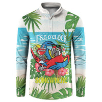 Guyana Christmas Button Sweatshirt Chilling Macaw It's 5 o'clock Somewhere - Wonder Print Shop
