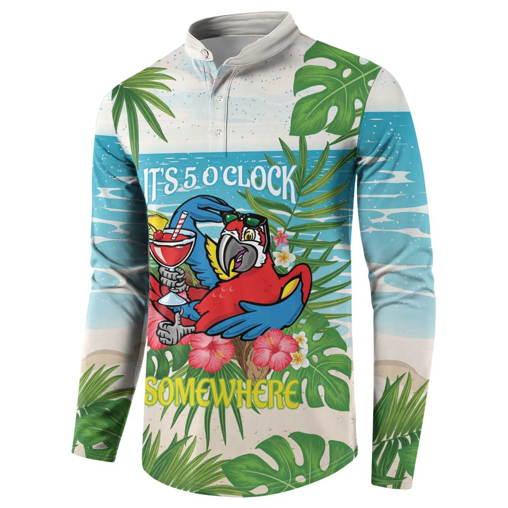 Guyana Christmas Button Sweatshirt Chilling Macaw It's 5 o'clock Somewhere - Wonder Print Shop