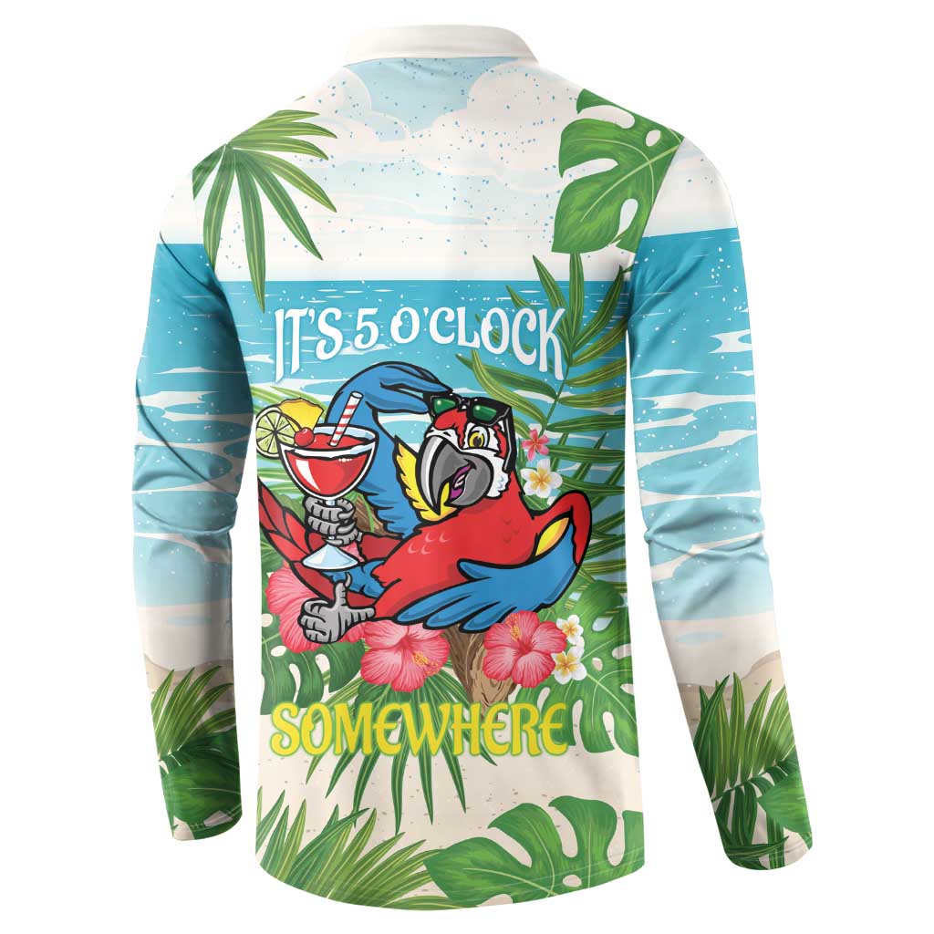 Guyana Christmas Button Sweatshirt Chilling Macaw It's 5 o'clock Somewhere - Wonder Print Shop