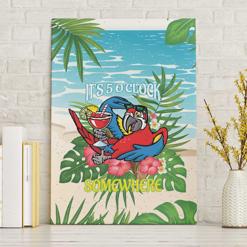 Guyana Christmas Canvas Wall Art Chilling Macaw It's 5 o'clock Somewhere - Wonder Print Shop